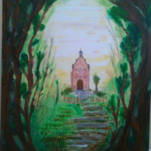 Chapel in the forrest    
(Te koop €100,-)   
70x100cm