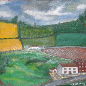 White farm  
(Te koop € 25,-)  
40x30cm